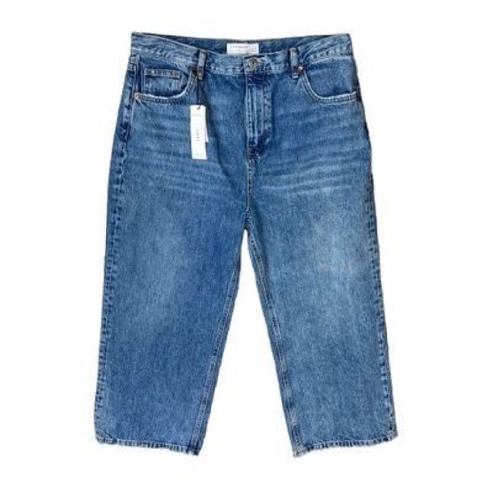 Topshop 12 Cropped Wide Leg Jeans NWT Light Distress